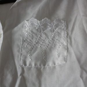 White Short Sleeved Button Down with Embroidery